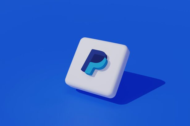 a white square with a blue p on it