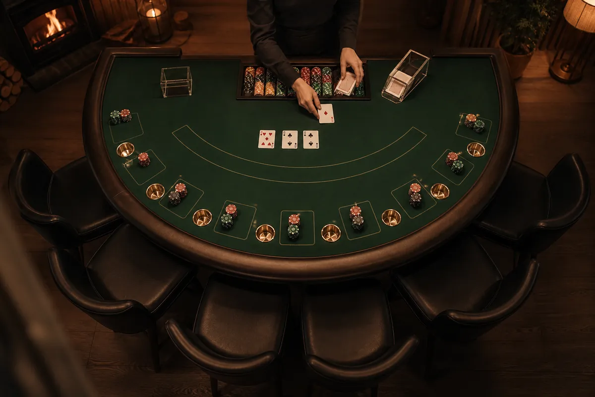 Live blackjack – bord, regler och strategi – illustration
